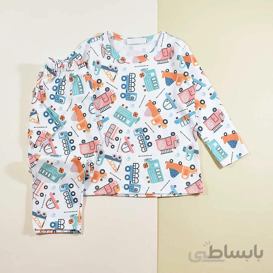 بلوز و شلوار بچه گانه پسرانه راحتی طرح ماشین کد 2278