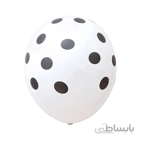 بادکنک لاتکس سفید خال مشکی