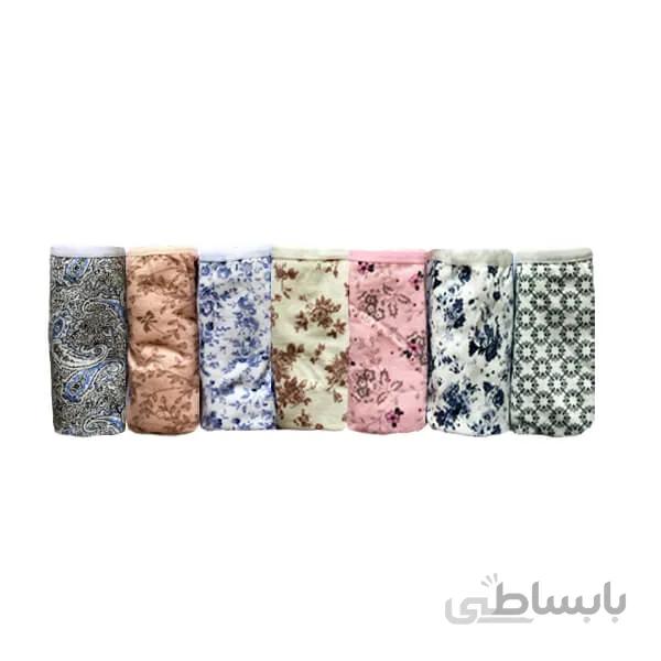 شورت نخی پودرا زنانه ترک طرح دار بسته 7 عددی کد und1011