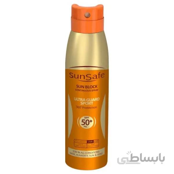 اسپری ضدآفتاب الترا گارد اسپرت Spf50 سان سیف ا Sunsafe Ultra Guard Sport Sunblock Spf50 150ml