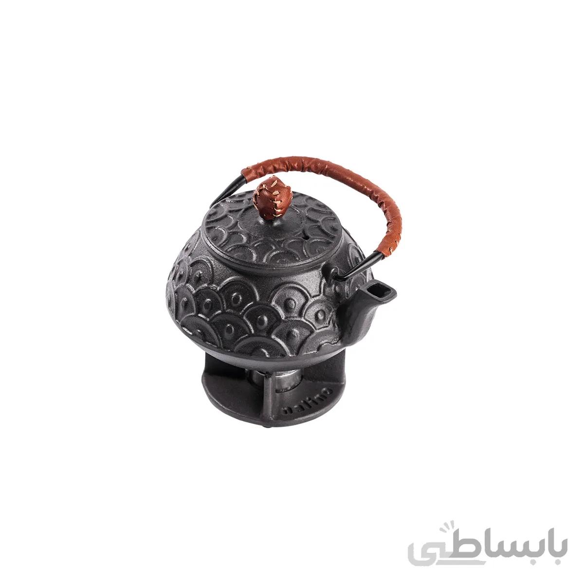 قوری چدنی نالینومدل fiorenza با پایه وشمع ا Cast iron teapot