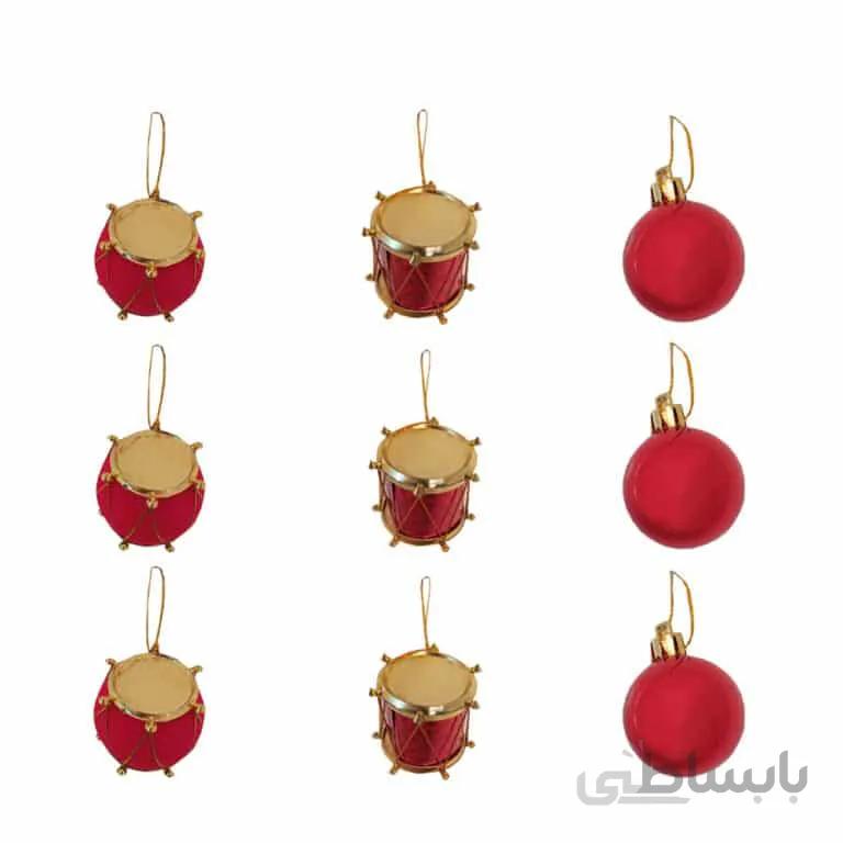آویز گوی و تبل کریسمس بسته 9 عددی مدل STCH259