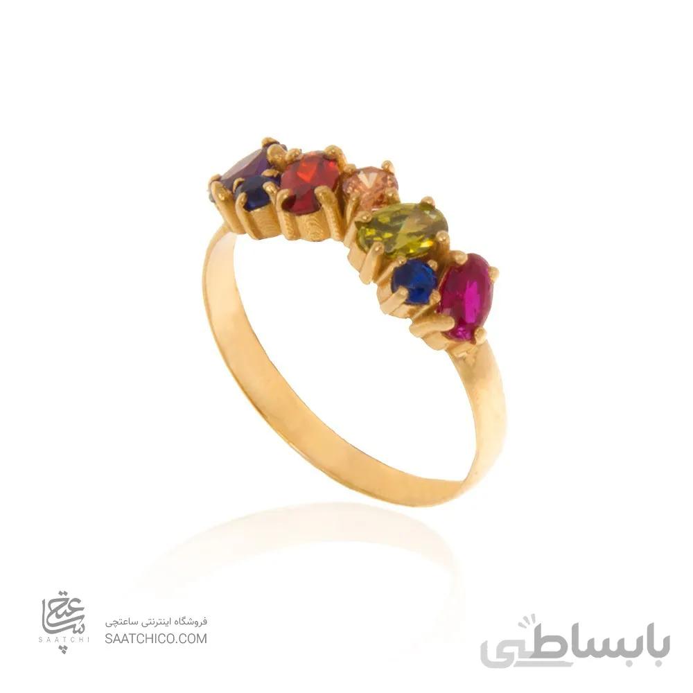 انگشتر طلا زنانه طرح مولتی کالر کد CR367