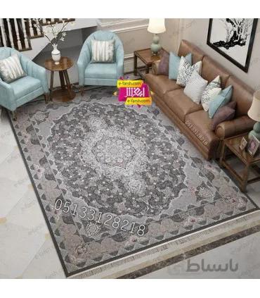 فرش ماشینی زمرد مشهد طرح 55002 الماسی گل برجسته