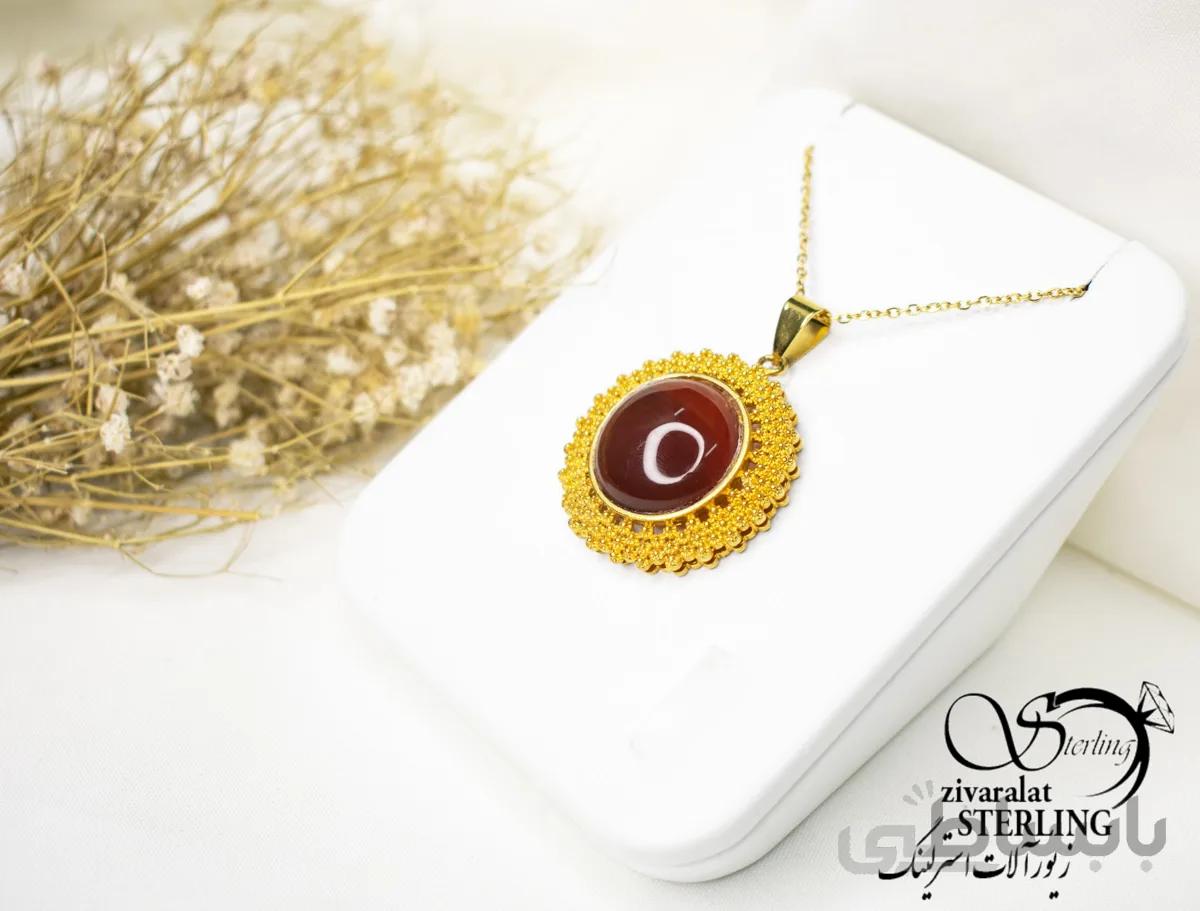 گردنبند زنانه طرح طلا با سنگ عقیق کد 5638