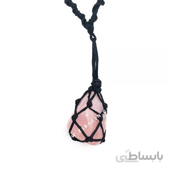 آویز دستساز سنگ رز کوارتز برزیل