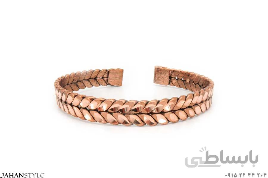 دستبند مسی تراش طرح گندم