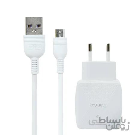 شارژر دیواری فست شارژ Tranyoo V14 2.4A 2Port + کابل میکرو یو اس بی