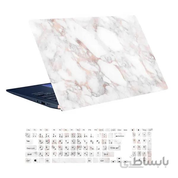 اسکین لپ تاپ طرح Marble کد ۴۰ به همراه استیکر کیبورد