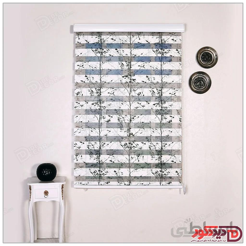 پرده زبرا گل دار چاپی دو رو کد H-103