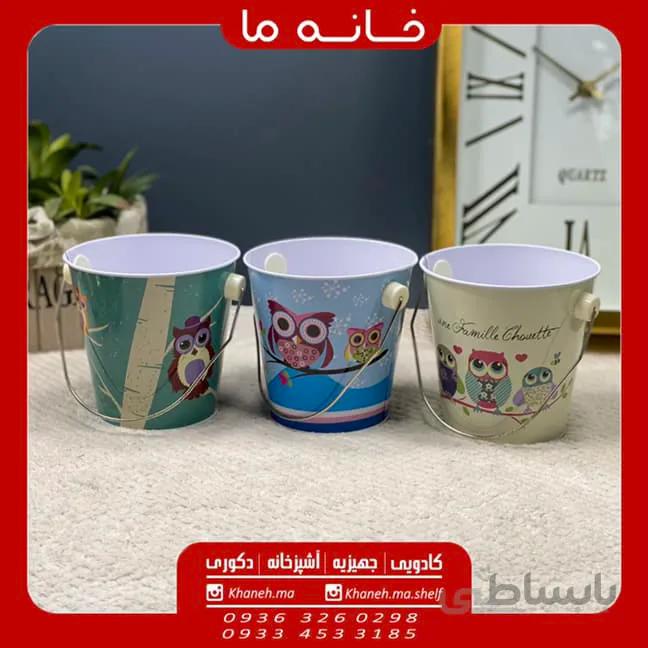 سطل فلزی فانتزی مدل دسته دار