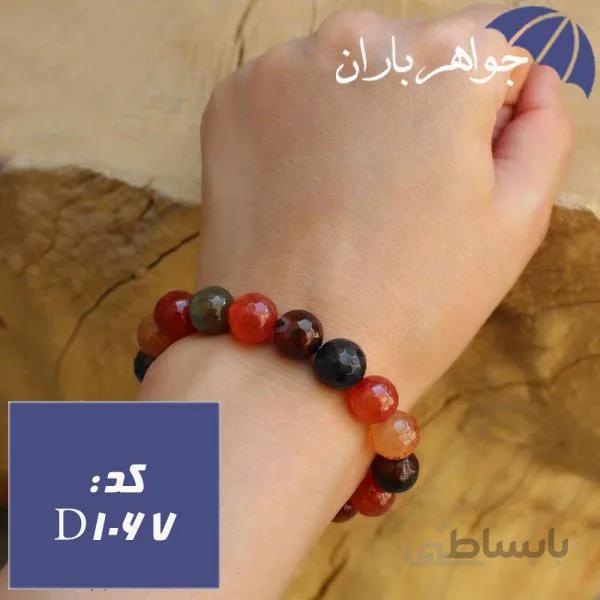 دستبند عقیق ام البنین درشت تراش دار کد D_1067