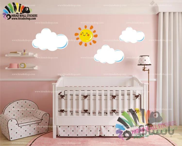 استیکر و برچسب دیواری اتاق کودک خورشید و ابر Sun and Cloud Wallstickers کد h1455