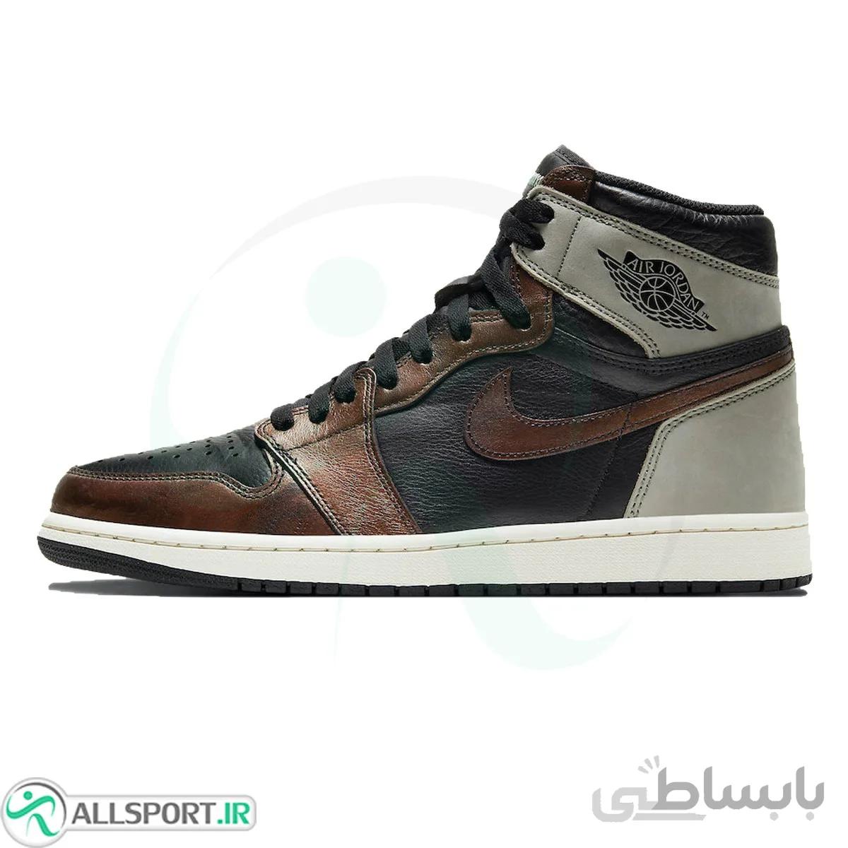 کتانی رانینگ نایک طرح اصلی Nike Air Jordan 1 High Brown Black
