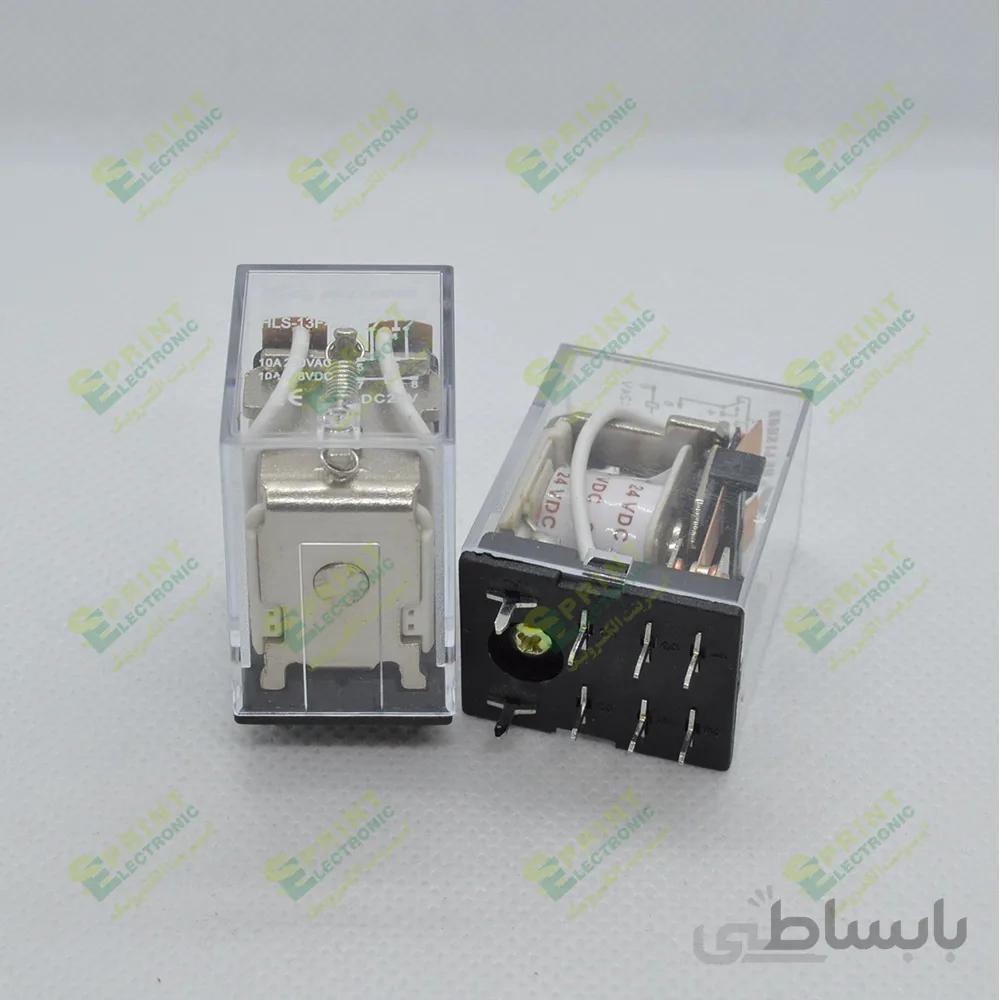 رله 24 ولت پایه ایزومی بردی 8 پایه 10 آمپر HLS-13F2-24