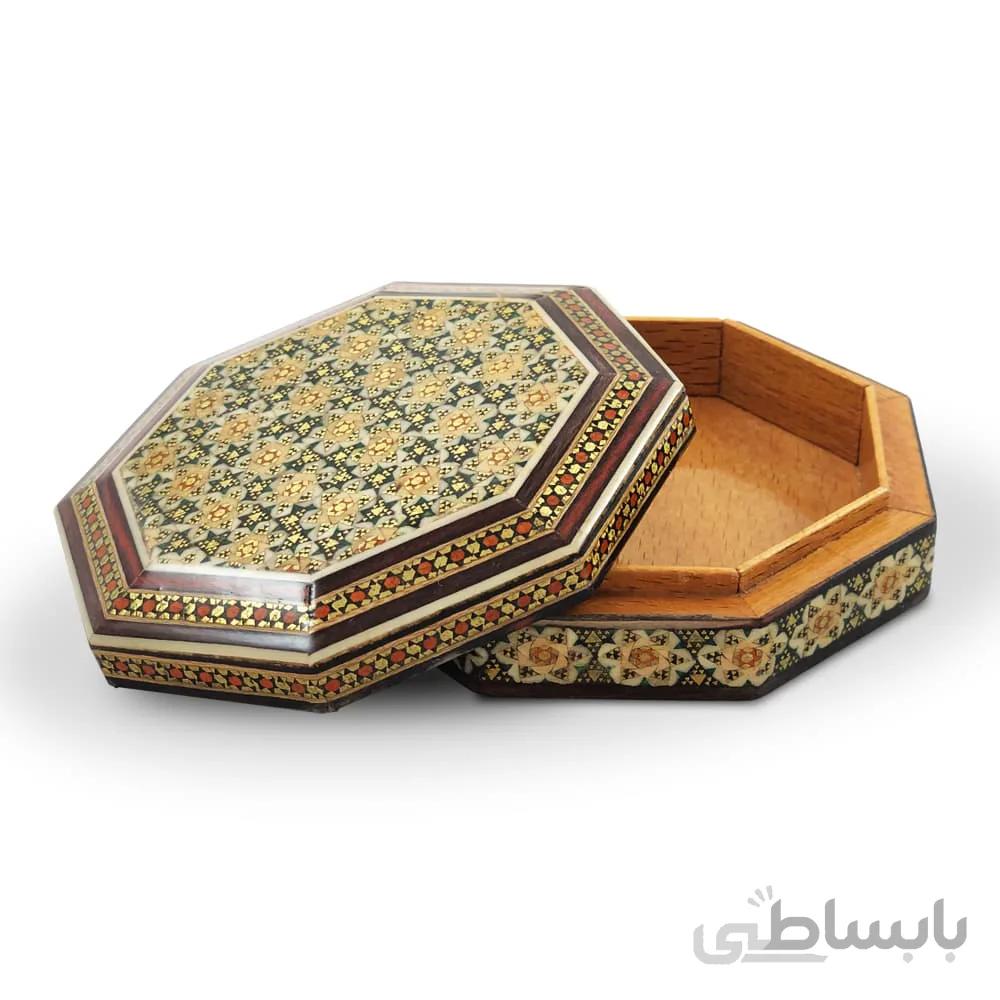 جعبه خاتم کاری هشت ضلعی