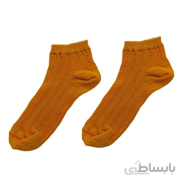 جوراب زنانه بافت ساده خردلی کد PH497.1 السوان ا Elswan Happy Socks Code PH497.1