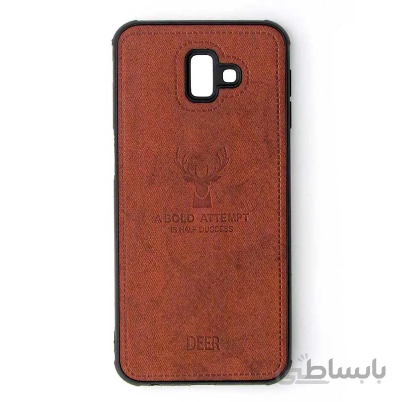 قاب چرمی طرح گوزن سامسونگ Samsung J6 Plus قهوه ای