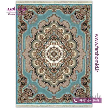 فرش ماشینی 700 شانه 8 رنگ طرح 807 باغ ملک فیروزه ای آرشام