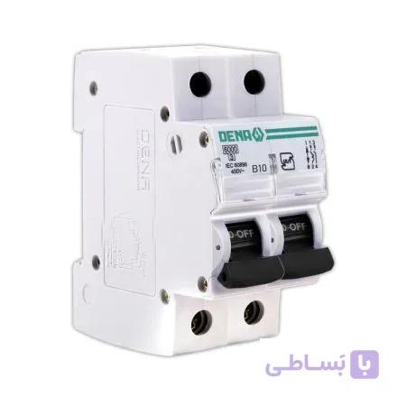 فیوز مینیاتوری دو پل 10 آمپر دنا الکتریک مدل B10-6K-2P
