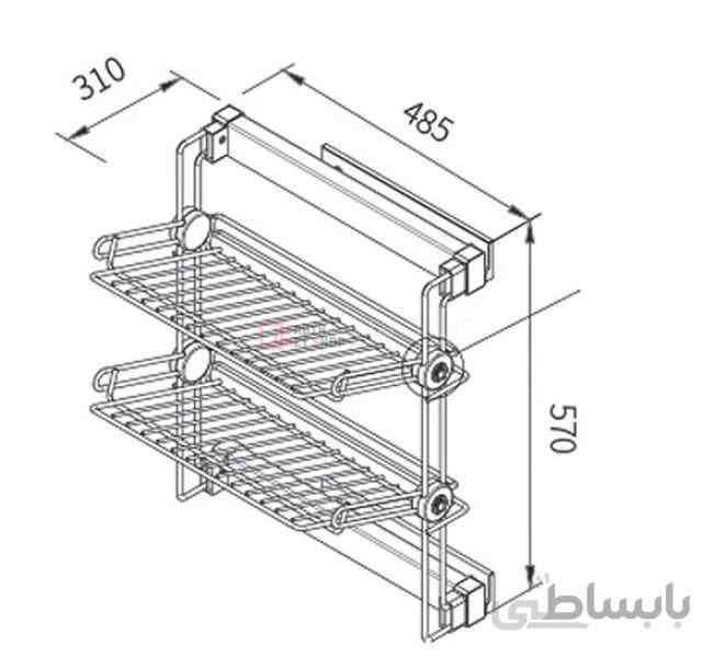 جاکفشی دیواری چپ دو طبقه داخل کمد لباس مشکی ABS فانتونی مدل J202 ا Fantoni J202 Wall Shoe Rack