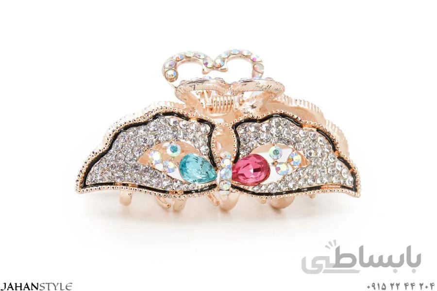 کلیپس نگین رنگی طرح پروانه