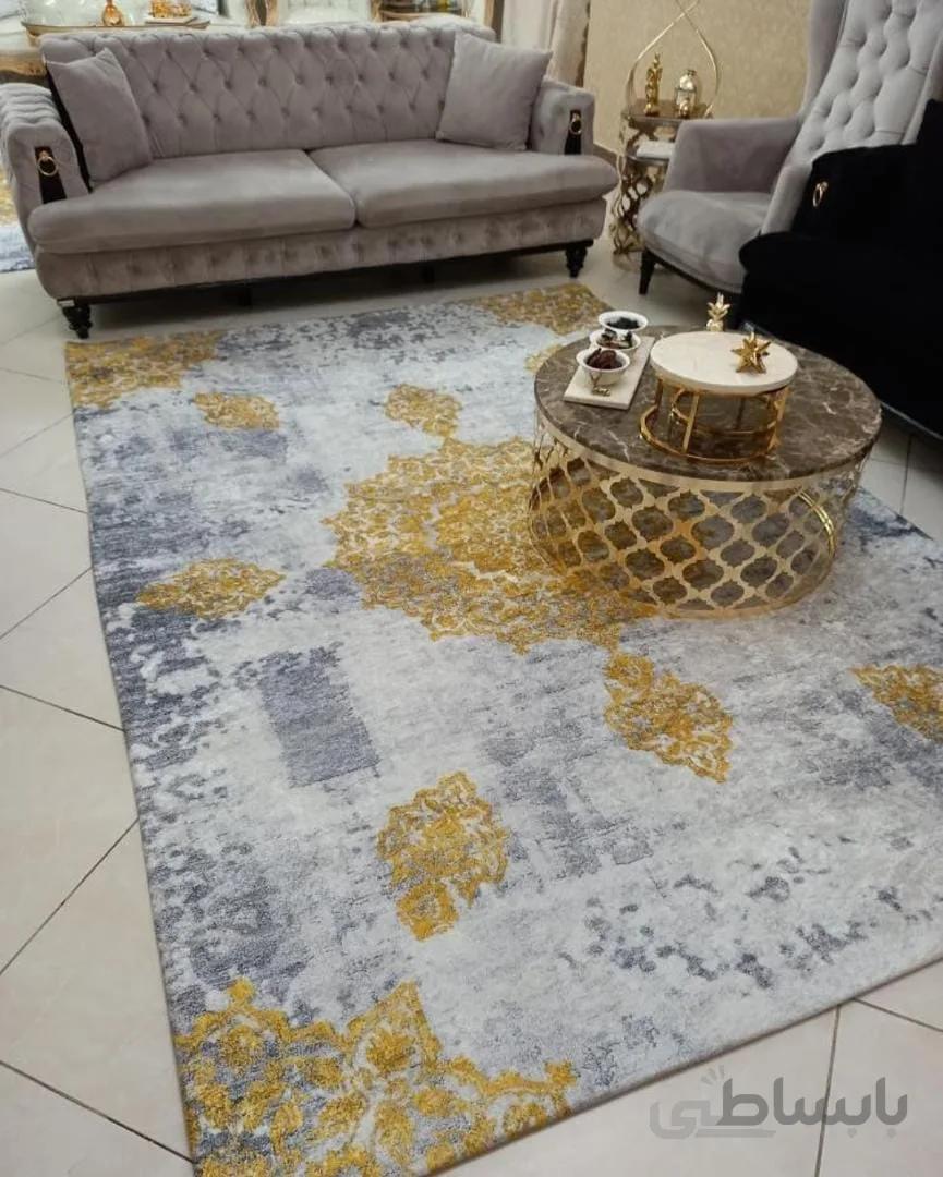 روفرشی کشدوز مخمل ترک مدل بته جقه گلد سایز 400*300 سانتی متر ( 12متری )