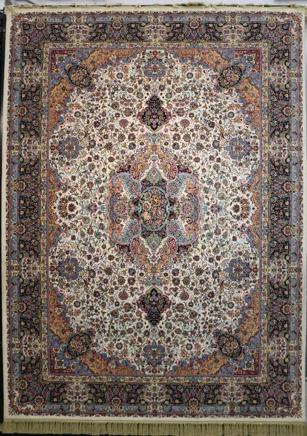 فرش 1200 شانه کاشان مدل سالاری کرم