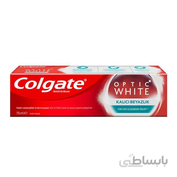خمیر دندان کولگیت Optic white kalici beyazlik حجم 75 میلی لیتر