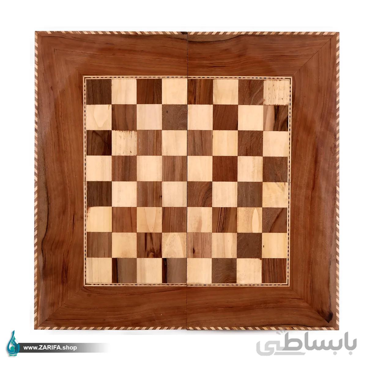 تخته نرد و شطرنج چوب گردو بدنه منبت سایز ۵۰ در ۵۰