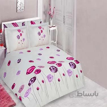 نیم ست ملحفه دونفره عرض 160کتان طرح پاپی