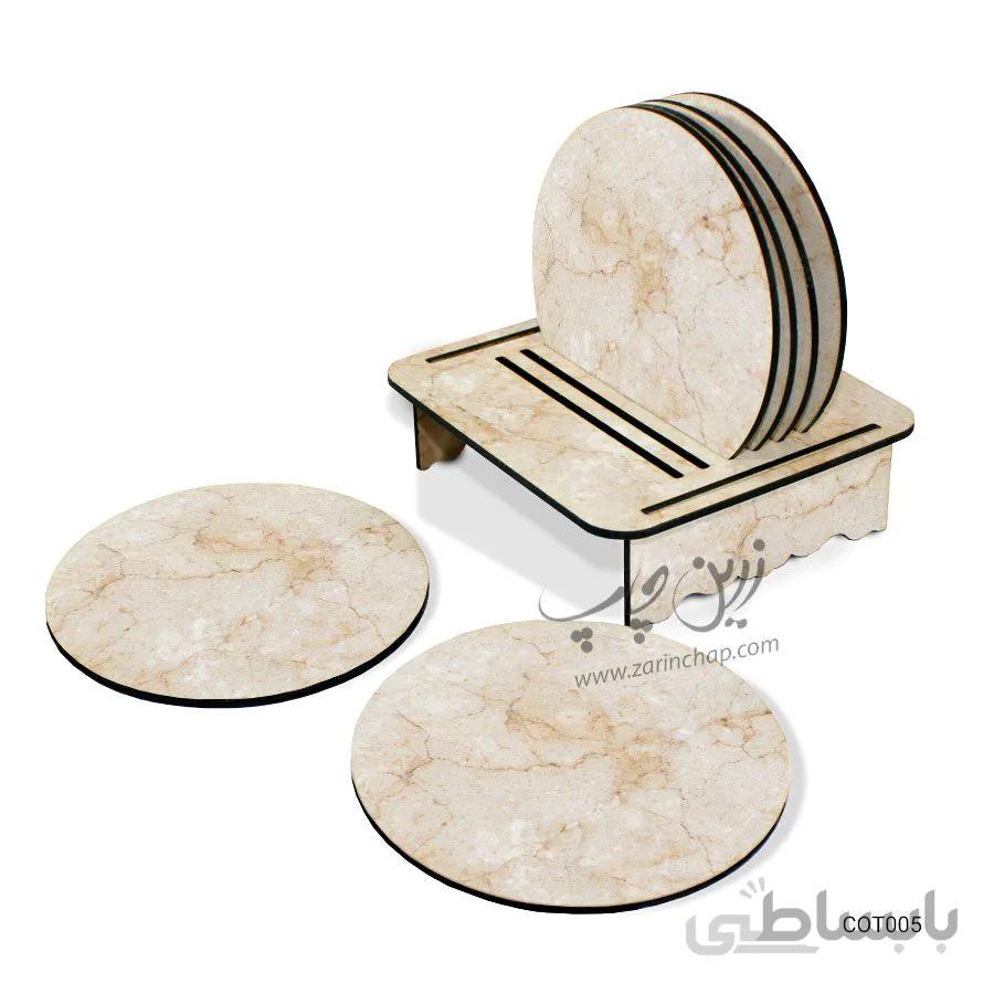 ست زیر لیوانی همراه با پایه طرح سنگ کد COT005