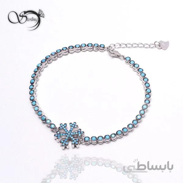 دستبند نقره زنانه نگین آبی کد:۱۳۸۱