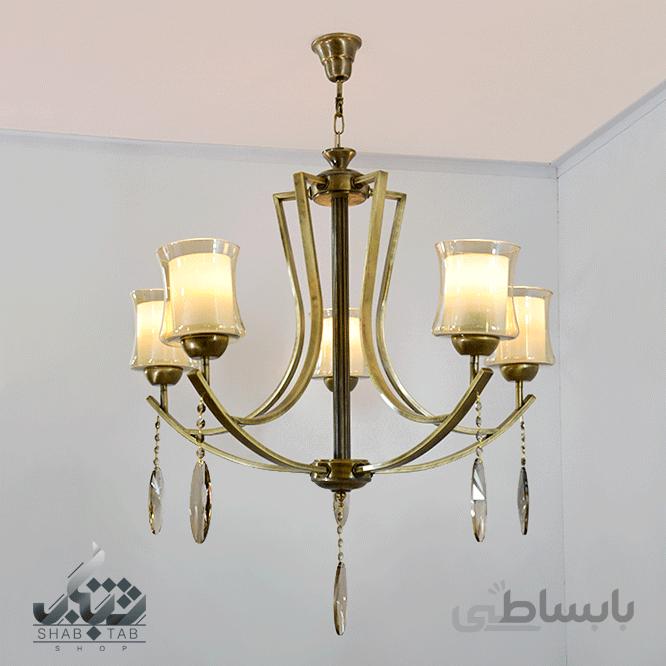 لوستر آویز پنج شعله آنتیک 2618