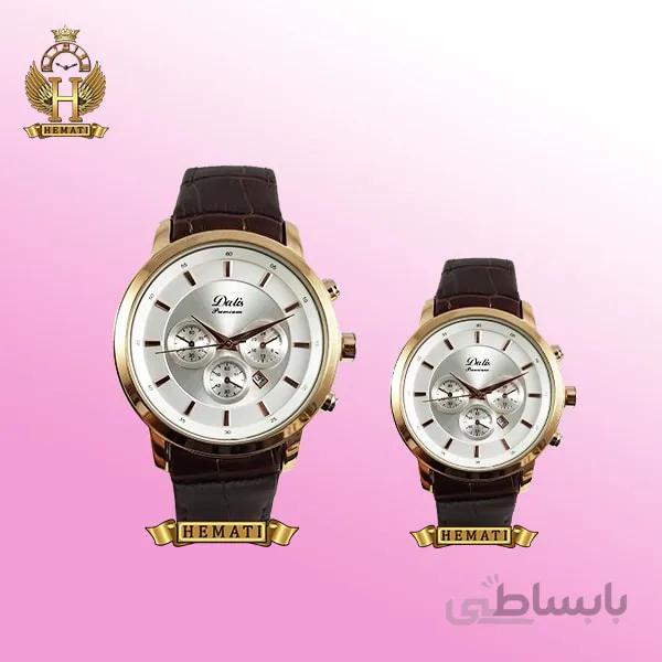 ست ساعت زنانه و مردانه داتیس مدل Datis D8360GL بند چرم قهوه ای