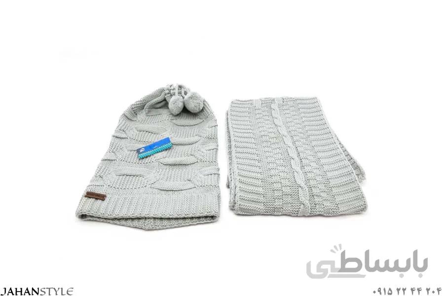 کلاه و شال گردن خاکستری دخترانه
