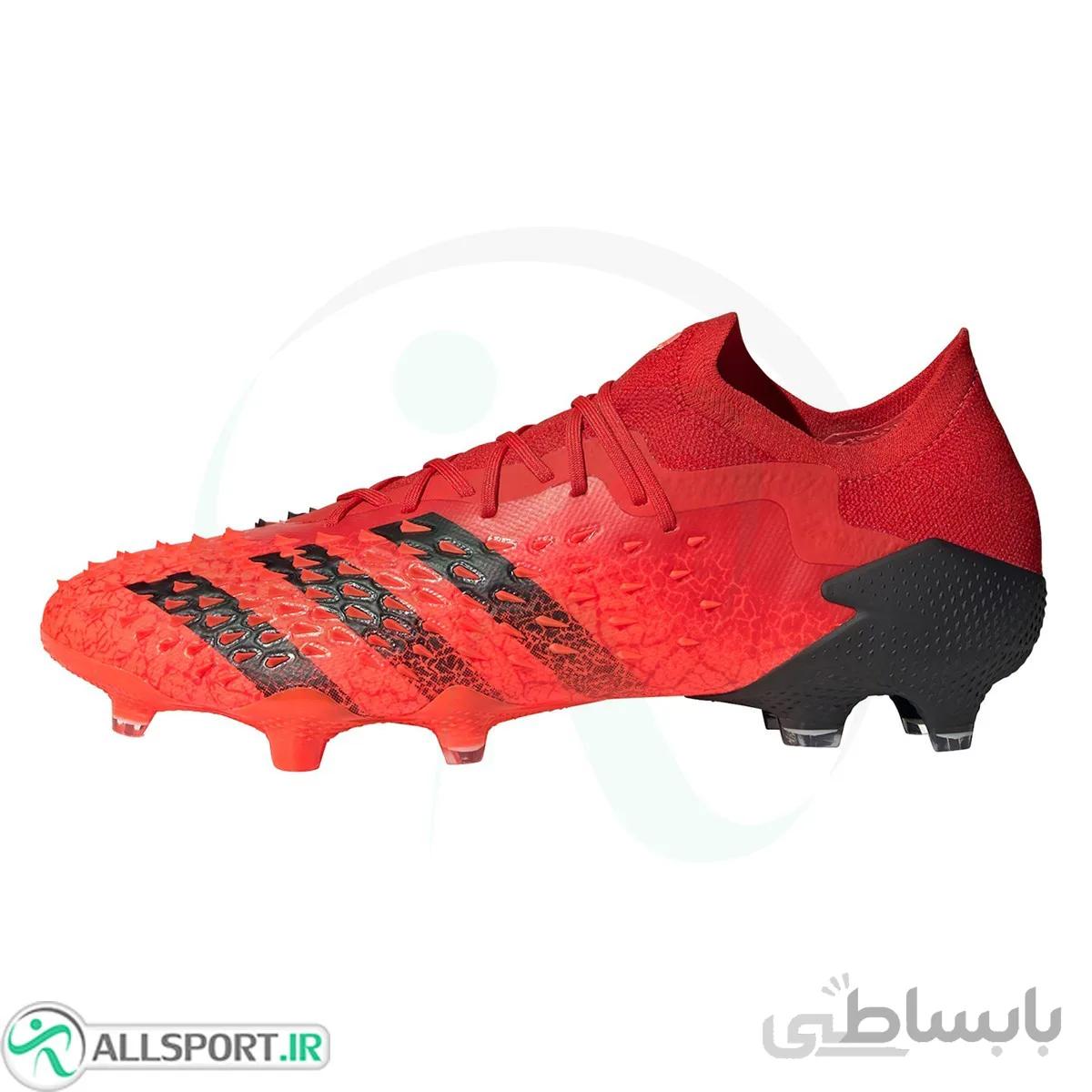 کفش فوتبال آدیداس پردیتور طرح اصلی Adidas Predator Freak .1 Low FG Red Black