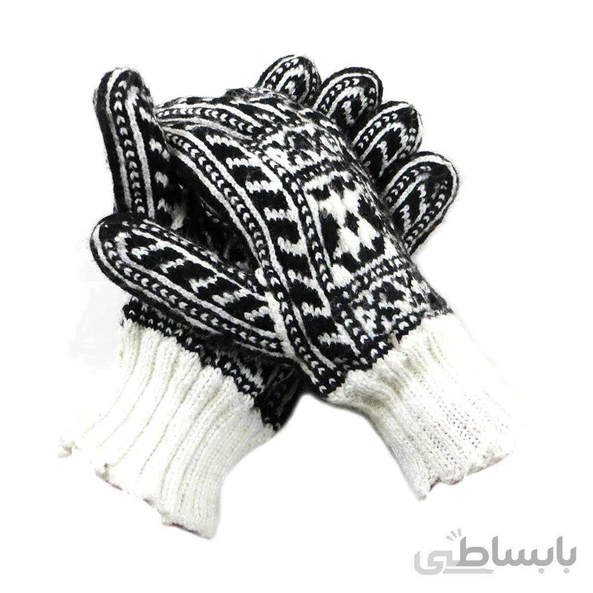 دستکش کاموایی دستباف سنتی کردستان کد 130 سایز M