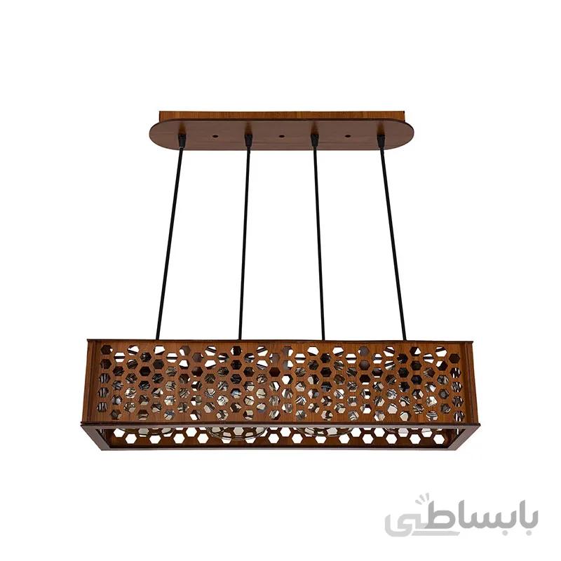 چراغ آویز چوبی چشمه نور کد A1327/4H-BR