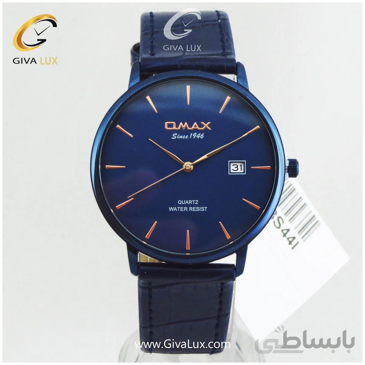 ساعت مچی مردانه بند چرمی سرمه ای OMAX