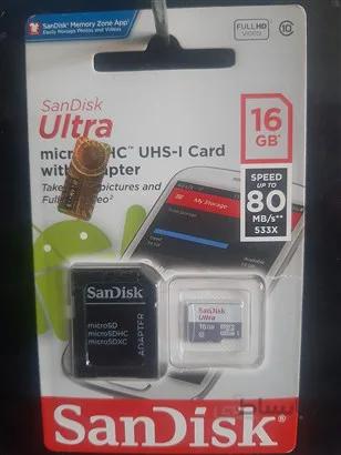 کارت حافظه microSDHC سن دیسک مدل Ultra کلاس 10 استاندارد UHS-I U1 سرعت 80MBps 533X ظرفیت 16 گیگابایت