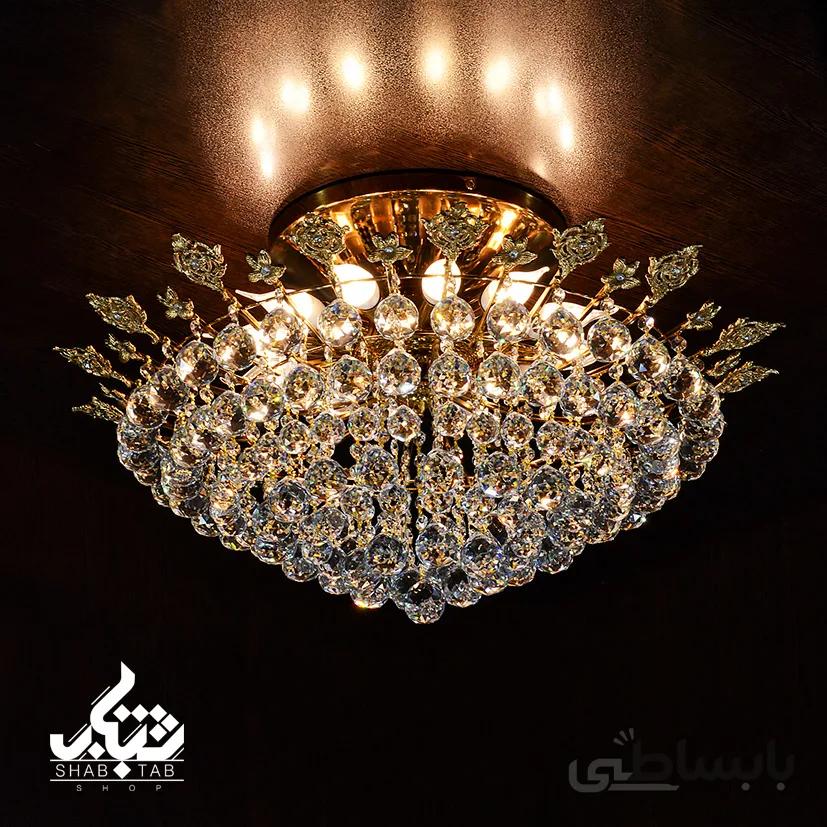 لوستر سقفی کریستالی طلا قطر 70 کد 2631