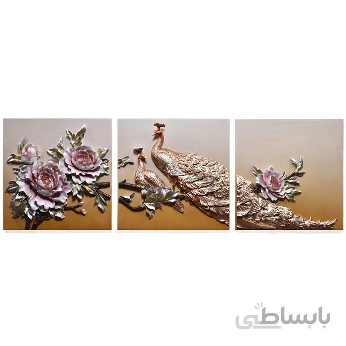 تابلو برجسته طرح طاووس و گل مگنولیا کد DE8372BE