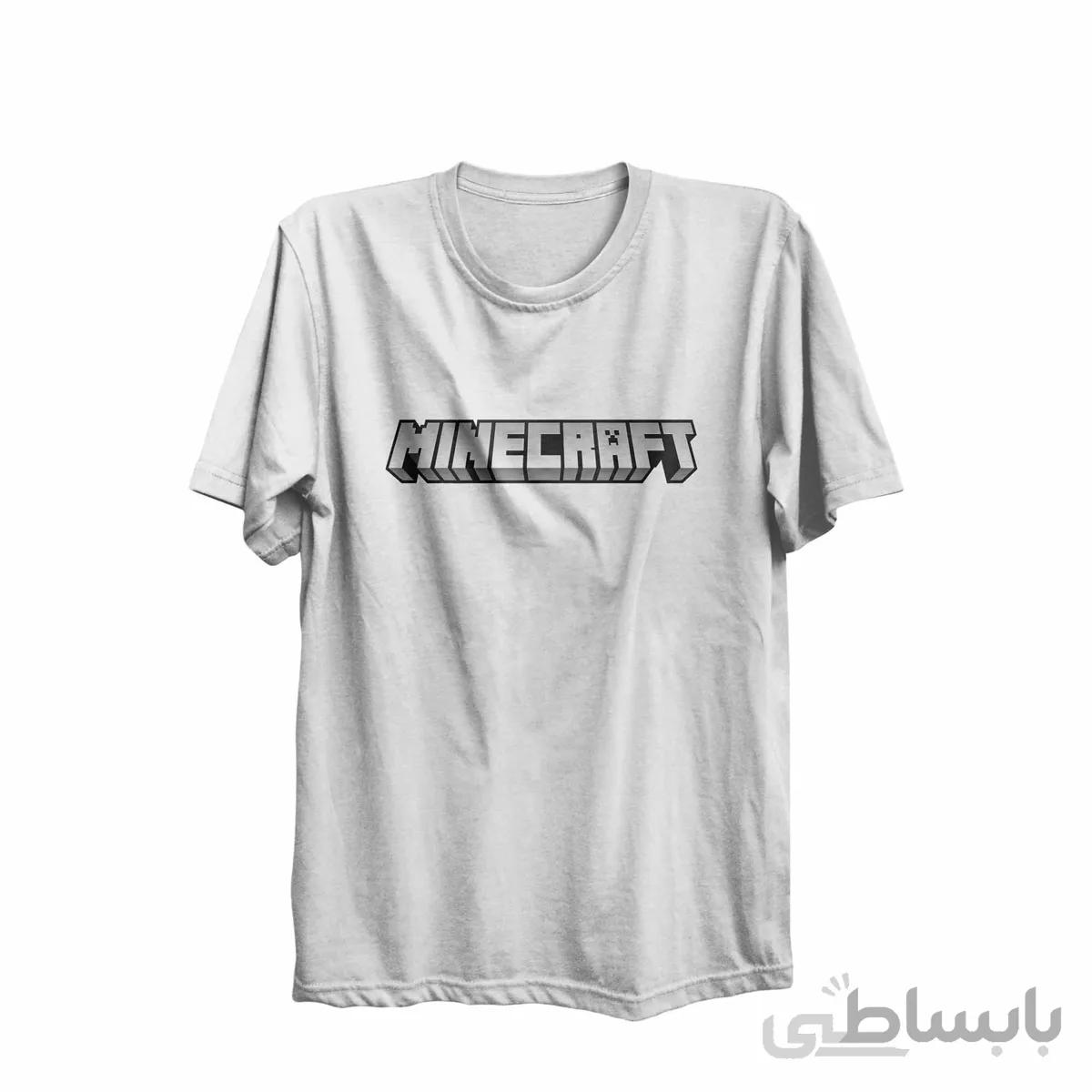 تیشرت یقه گرد سفید طرح بازی ماینکرافت Minecraft کد KCT10464 کد 285348