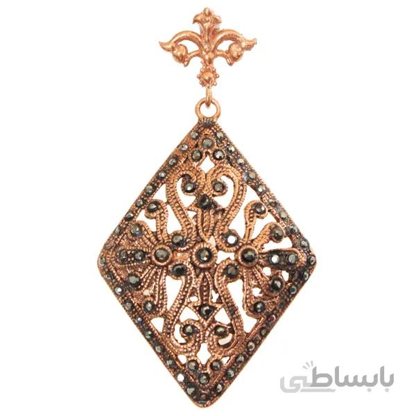 مدال نگین مارکازیت اصل برای گردنبند و رومانتویی آنتیک لوزی کد JW291