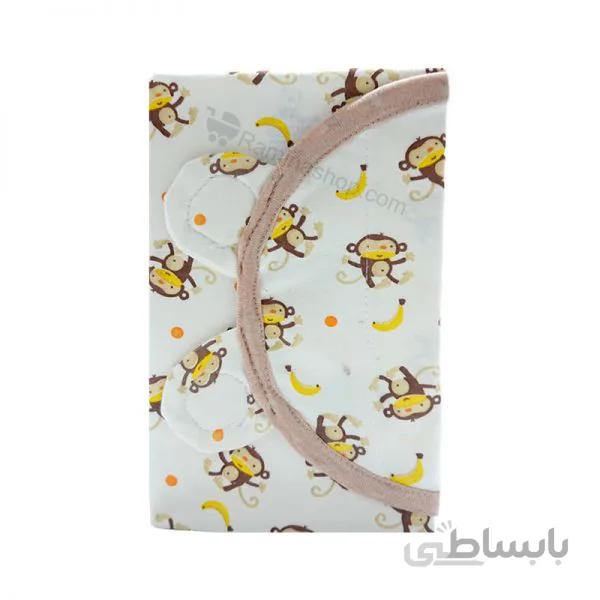 قنداق چسبی نوزاد طرح میمون کرم بیبی فورلایف BABY4LIFE