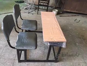 نیمکت مدرسه دو نفره دبستانی فایبر گلاس کد 019