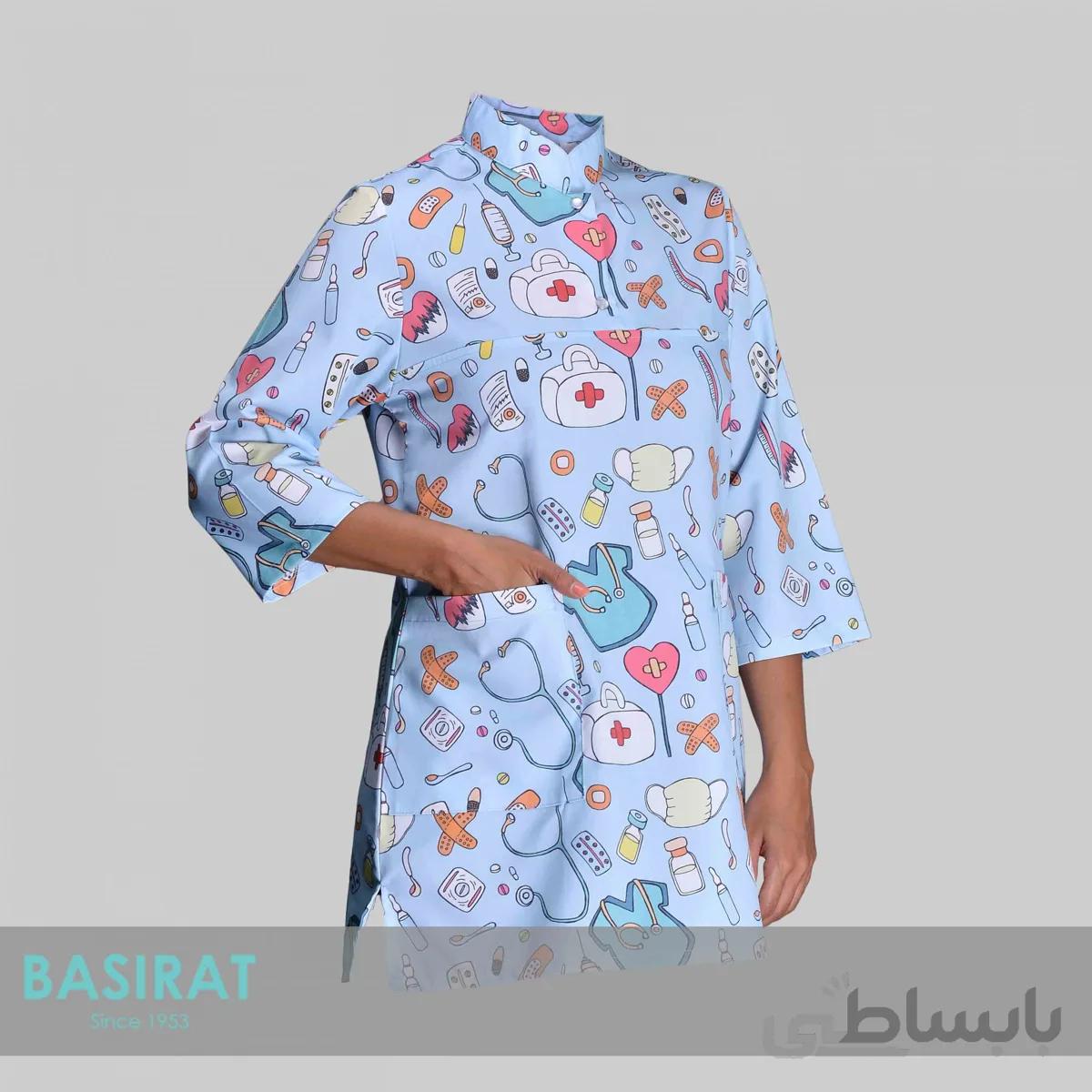 روپوش پزشکی یقه دارطرح چسب زخم زنانه (تک)