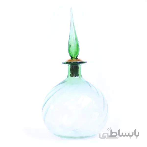 بطری شیشه ای موجدار در نیزه ای کوتاه سبز
