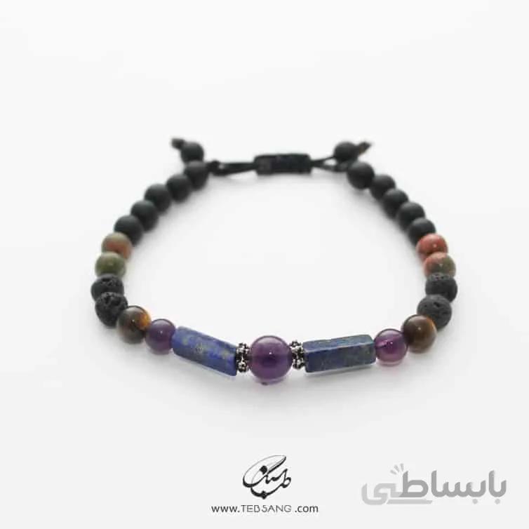 دستبند سنگ لاجورد،آمیتیست،چشم ببر،اوناکیت، اونیکس BT-179